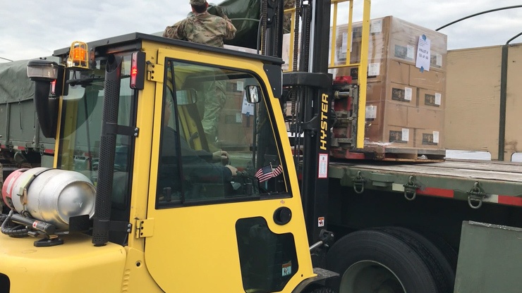 Pennsylvania National Guard transportation units deliver meals to dozens of distribution centers across the state