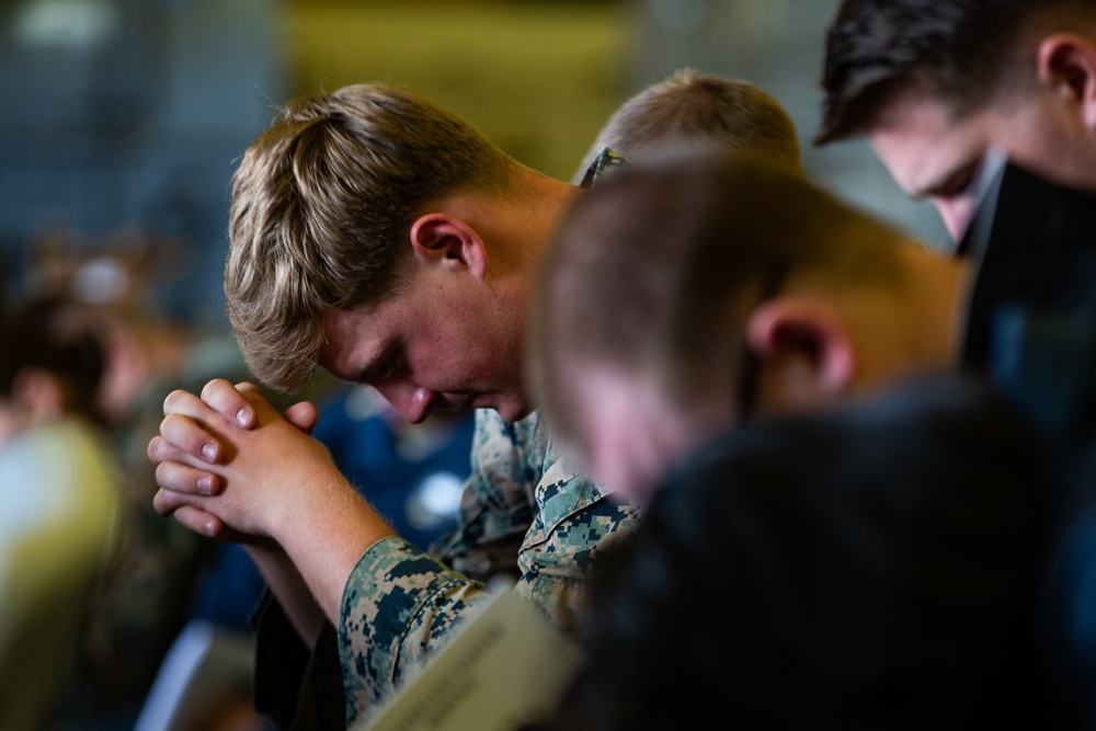 Easter at Sea: 31st MEU Marines, America Sailors celebrate Easter underway