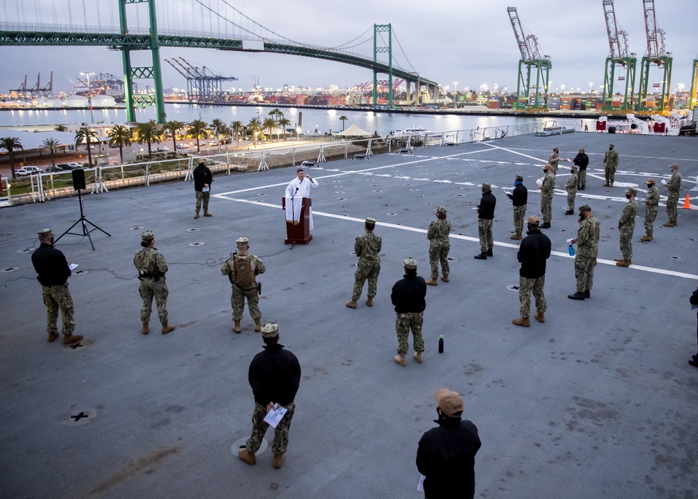 USNS Mercy Sailors Observe Easter Sunrise Service