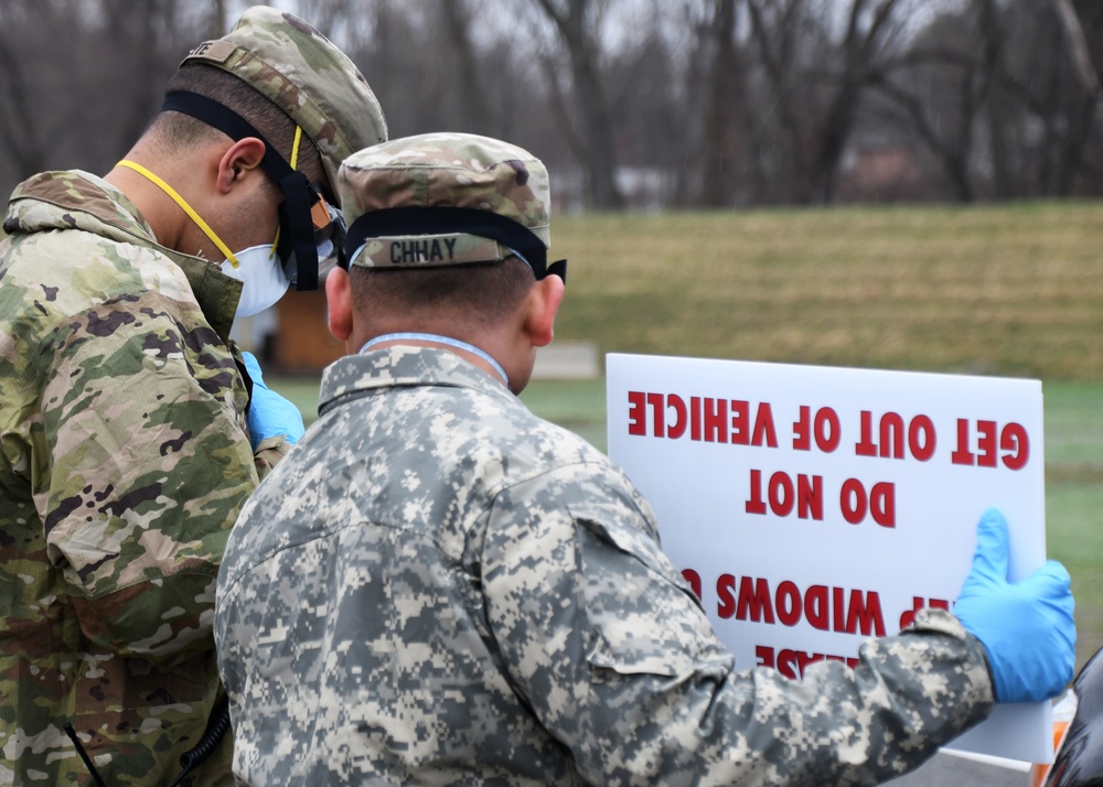 Massachusetts National Guard Soldiers help administer COVID-19 tests