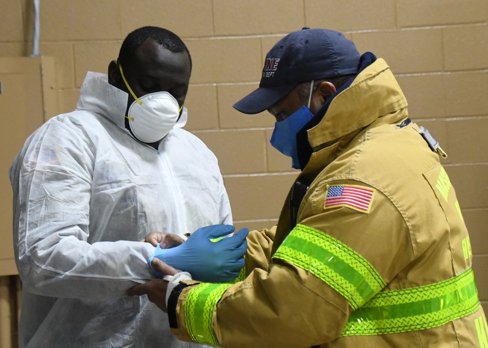 Massachusetts National Guard Soldiers help administer COVID-19 tests