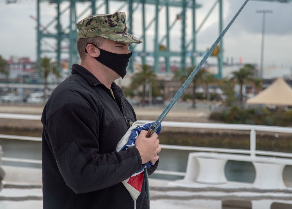 Sailor Stands Ready For Colors