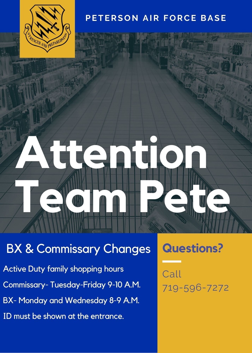 Peterson Air Force Base Social media BX/Commissary graphic