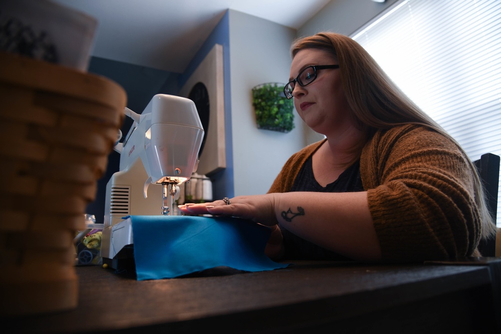 Dover AFB DoD Civlian sews mask for community