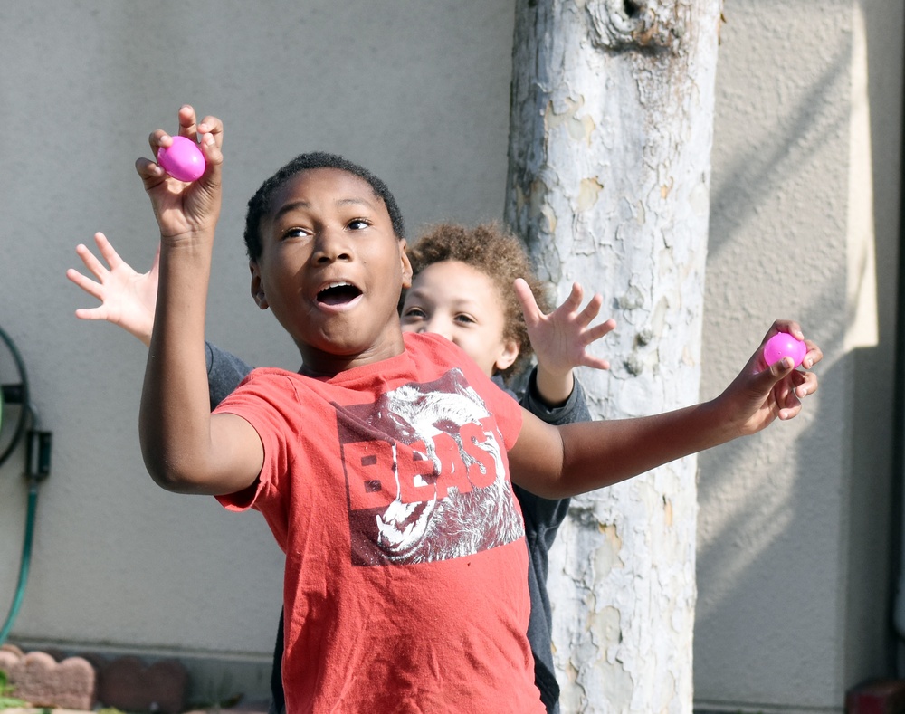 Camp Zama Easter Egg Sling models fun, safe behavior