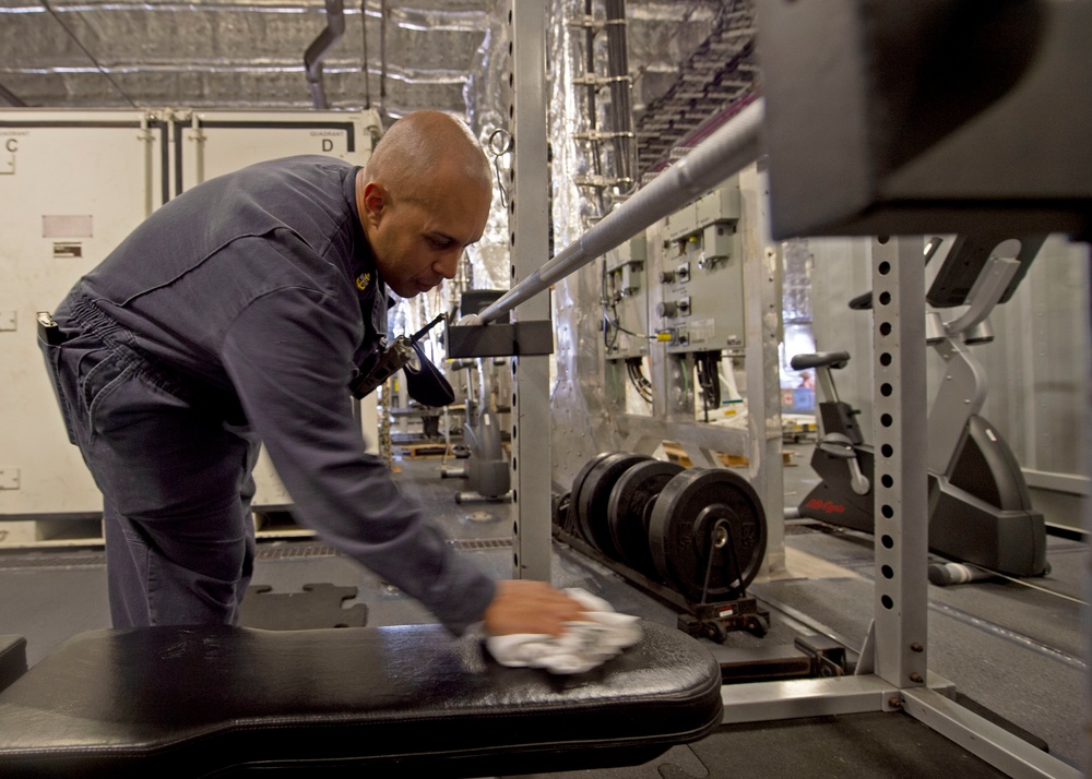 Sailors Sanitize USS Gabrielle Giffords