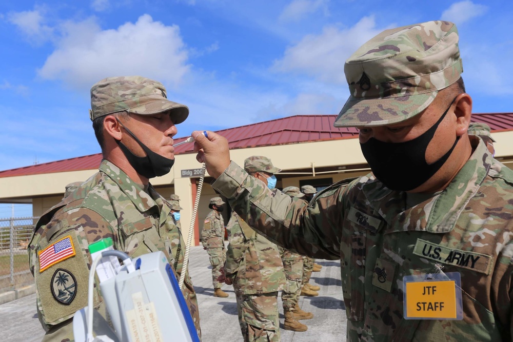 Guam National Guard Briefed and Pre-screened before Mission