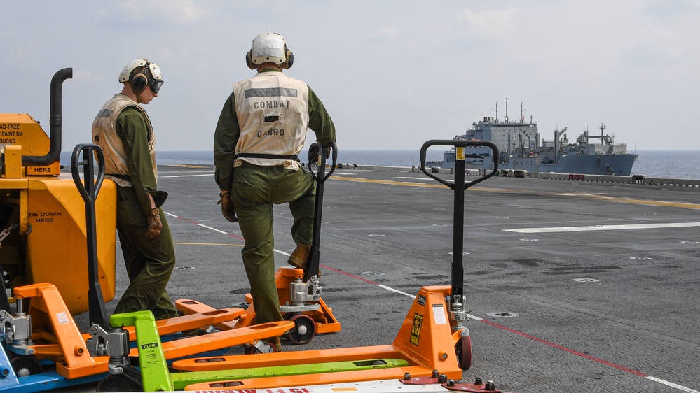 USS America (LHA 6) Completes A Replenishment-At-Sea