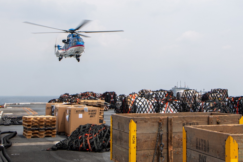 USS America (LHA 6) Completes A Replenishment-At-Sea