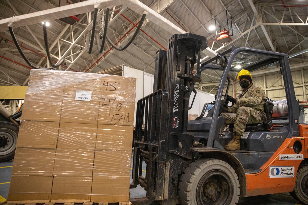 NYARNG Soldiers process thousands of essential supplies in response to COVID19 pandemic