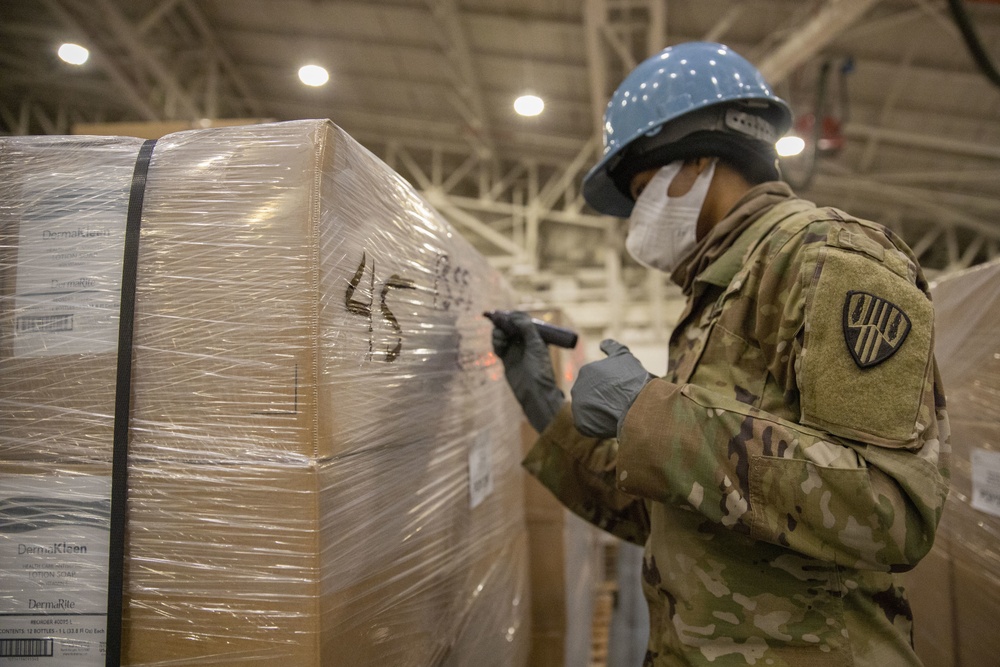 NYARNG Soldiers process thousands of essential supplies in response to COVID19 pandemic