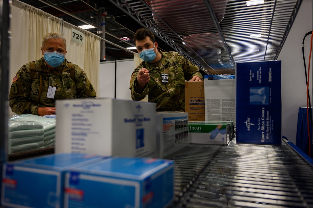 Soldiers with the 332nd Medical Brigade finalize set up in New Jersey FMS