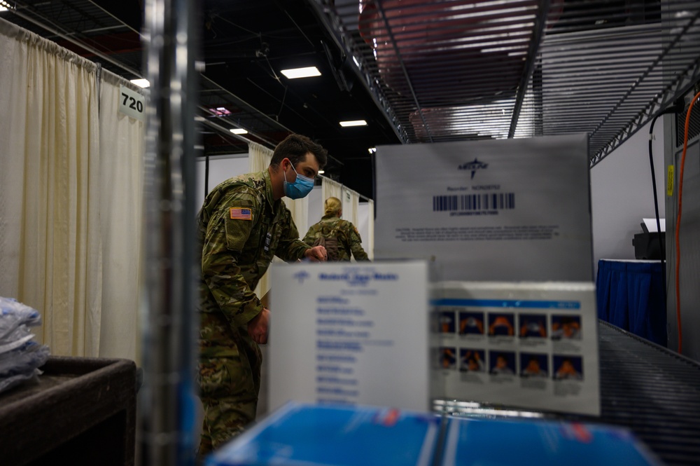 Soldiers with the 332nd Medical Brigade finalize set up in New Jersey FMS