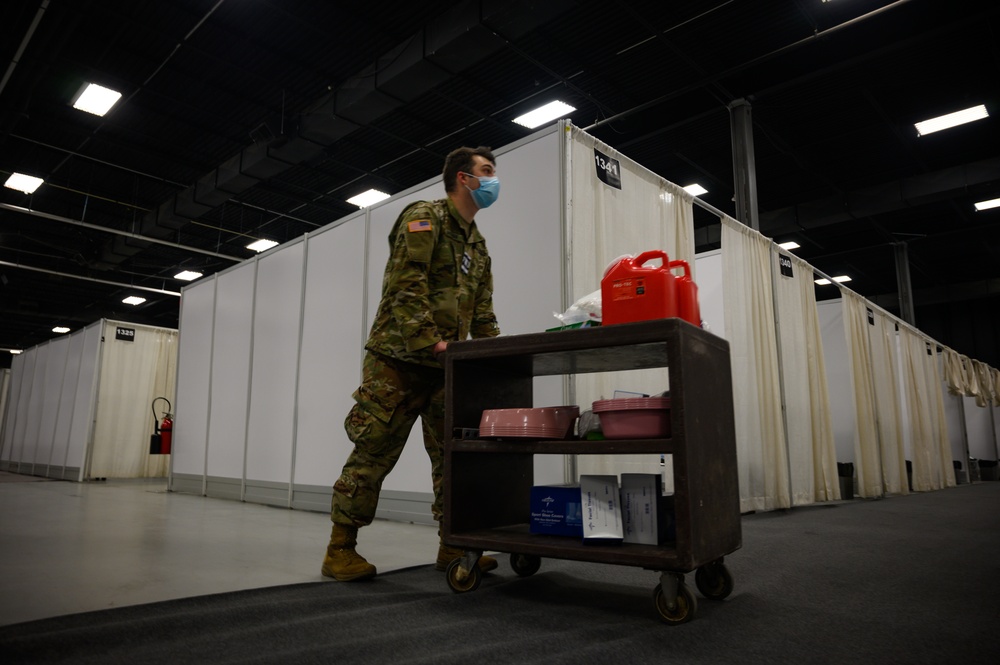 Soldiers with the 332nd Medical Brigade finalize set up in New Jersey FMS