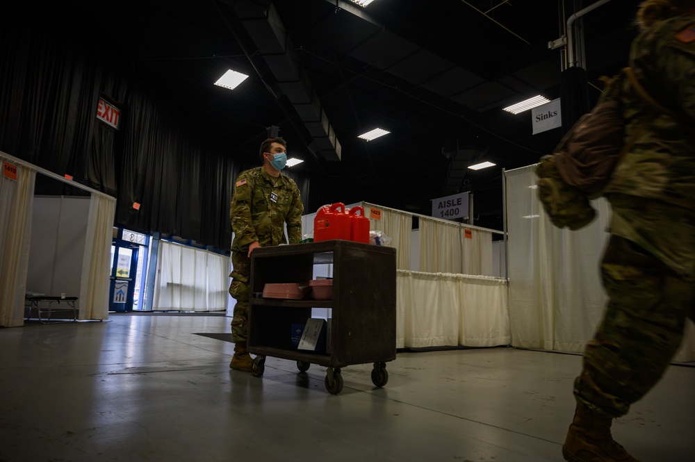 Soldiers with the 332nd Medical Brigade finalize set up in New Jersey FMS