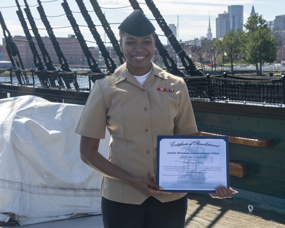 Sailor aboard USS Constitution Re-enlists