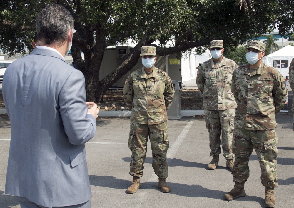 Congressman visits Hard Rock Stadium during Florida National Guard’s COVID-19 response
