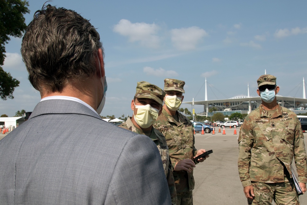 Congressman visits Hard Rock Stadium during Florida National Guard’s COVID-19 response