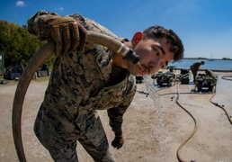 Task force Marines set up lightweight purification water system prior to Latin America deployment