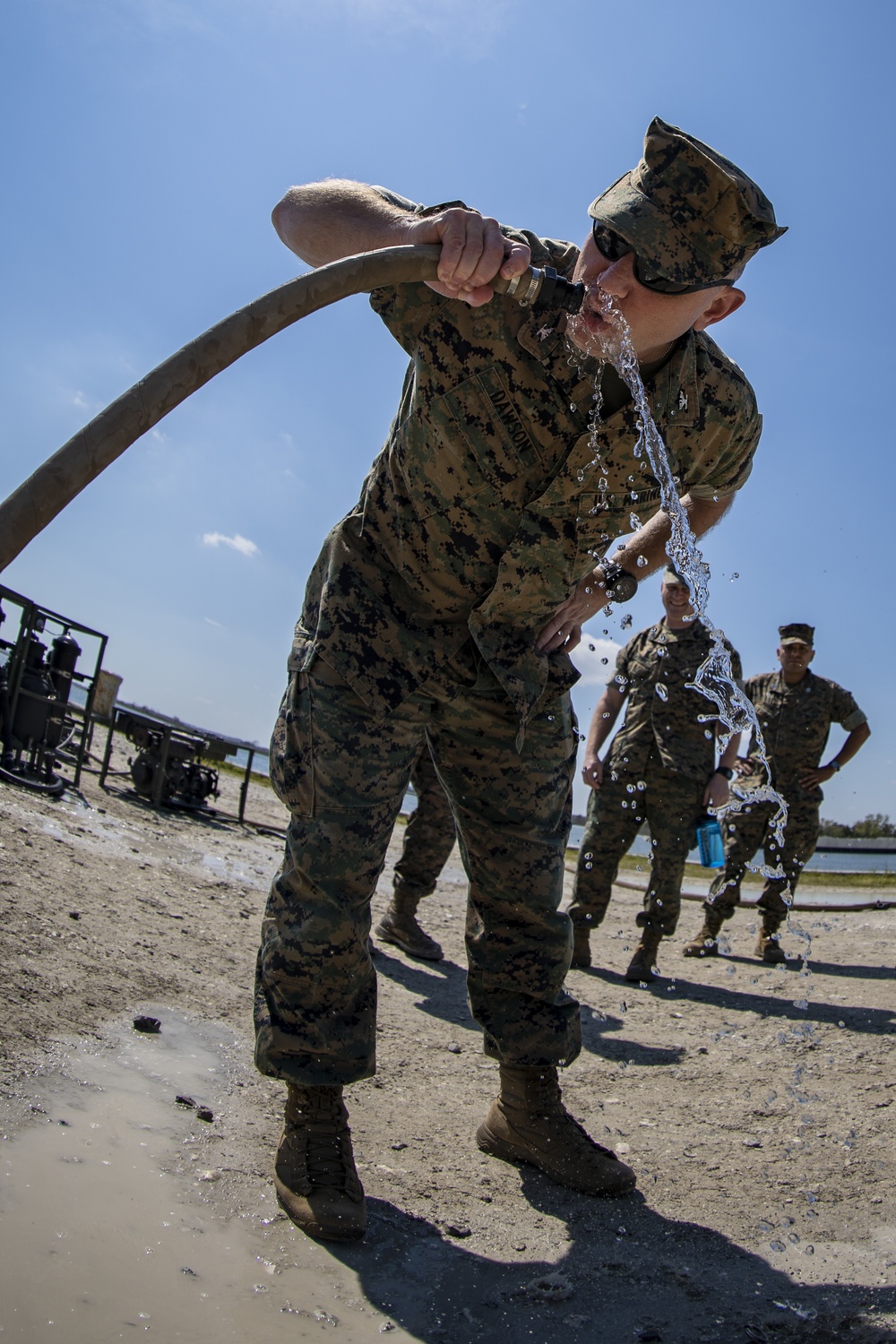 Task force Marines set up lightweight purification water system prior to Latin America deployment