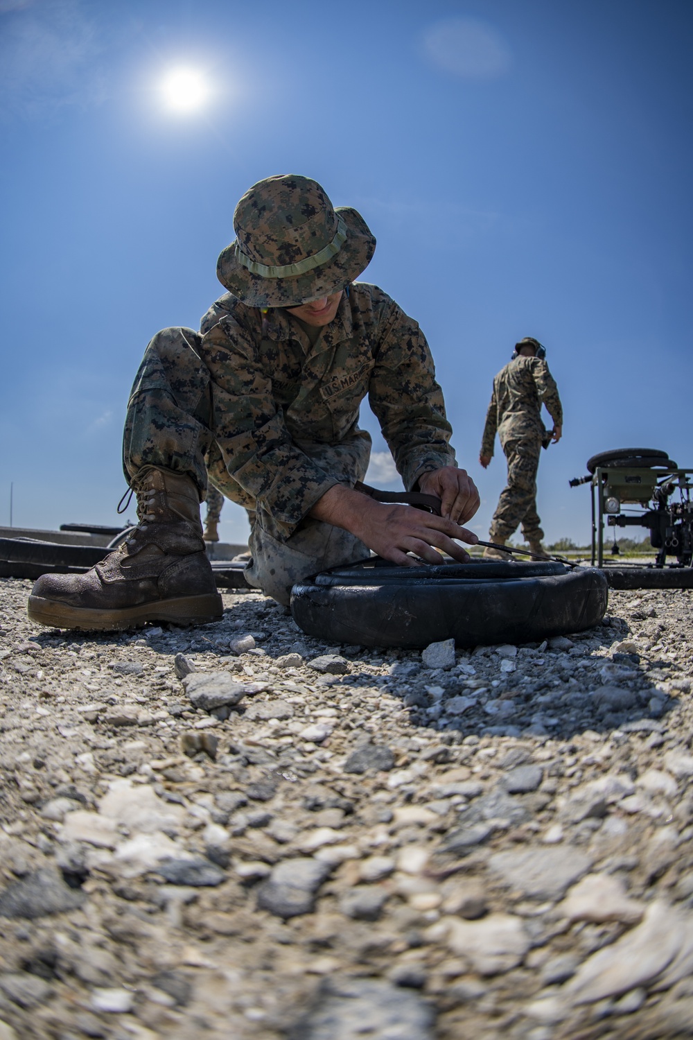 Task force Marines set up lightweight purification water system prior to Latin America deployment