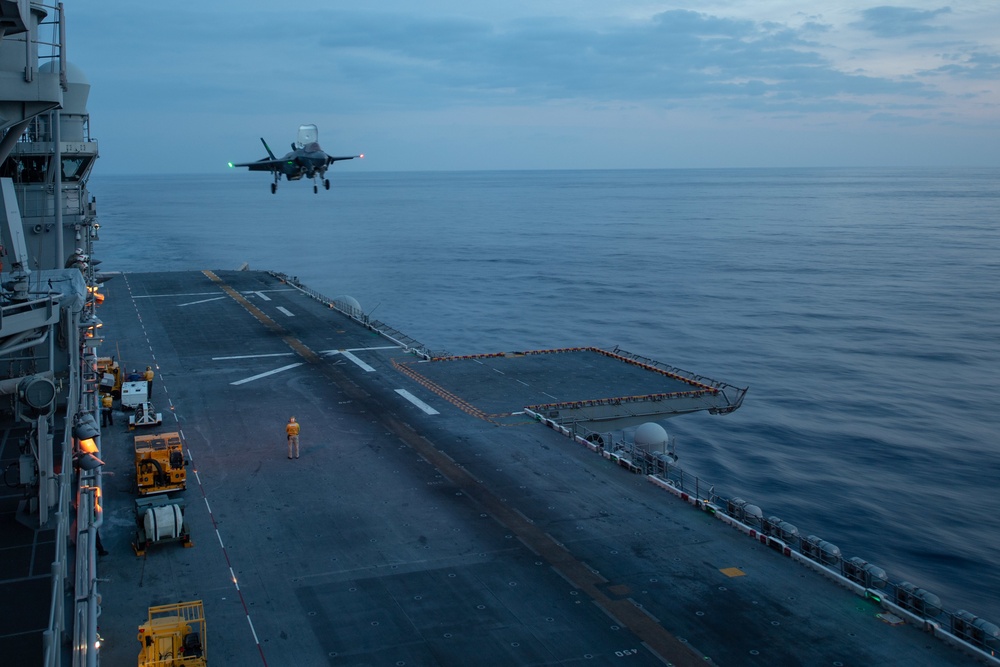 USS America (LHA 6) Conducts Night Flight Operations