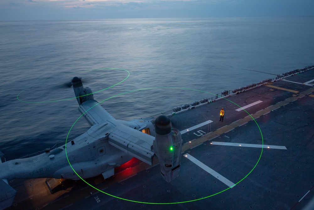 USS America (LHA 6) Conducts Night Flight Operations