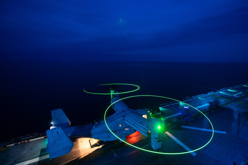 USS America (LHA 6) Conducts Night Flight Operations