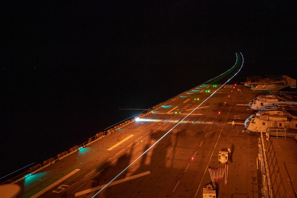 USS America (LHA 6) Conducts Night Flight Operations