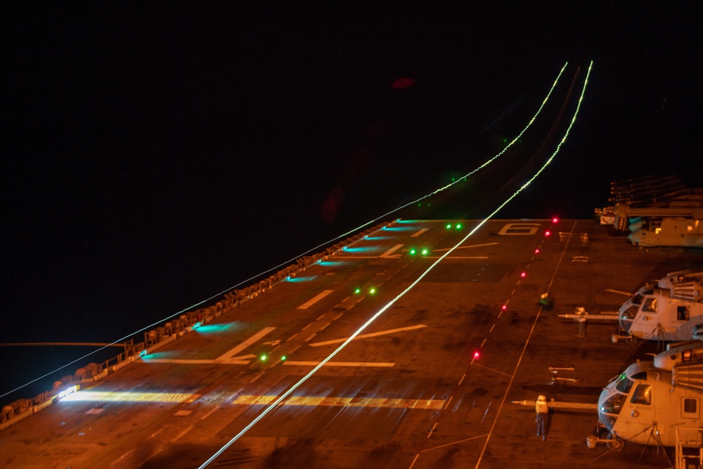 USS America (LHA 6) Conducts Night Flight Operations