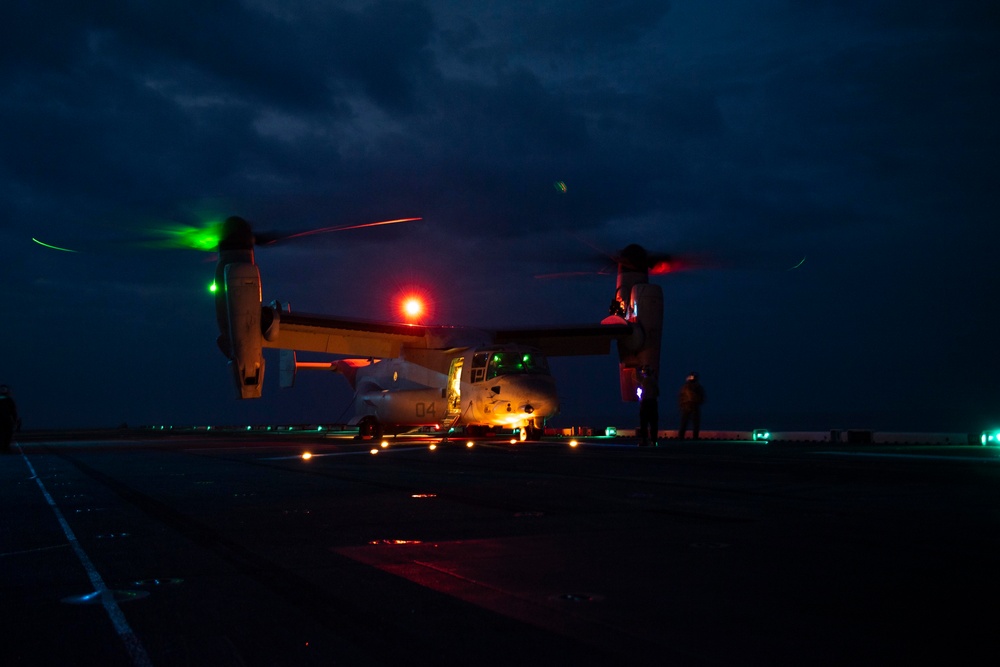 USS America (LHA 6) conducts flight operations April 14, 2020