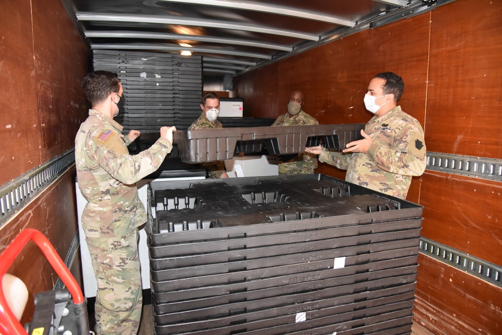 Pennsylvania guardsmen pack and ship medical supplies to East Stroudsburg, PA