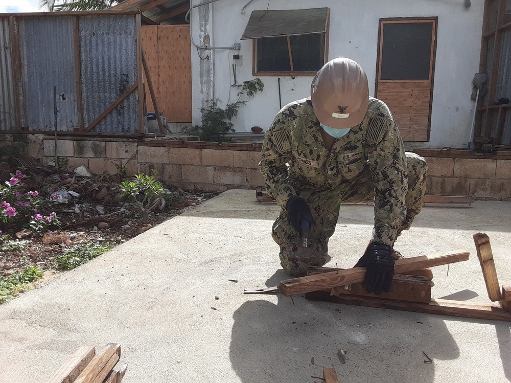 U.S. Navy Seabees with NMCB-5’s Detail Tinian prepare for projects