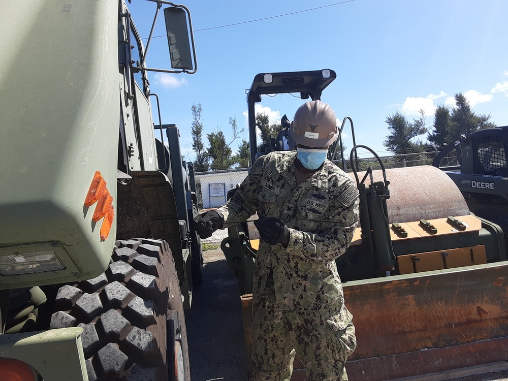 U.S. Navy Seabees with NMCB-5’s Detail Tinian prepare for projects