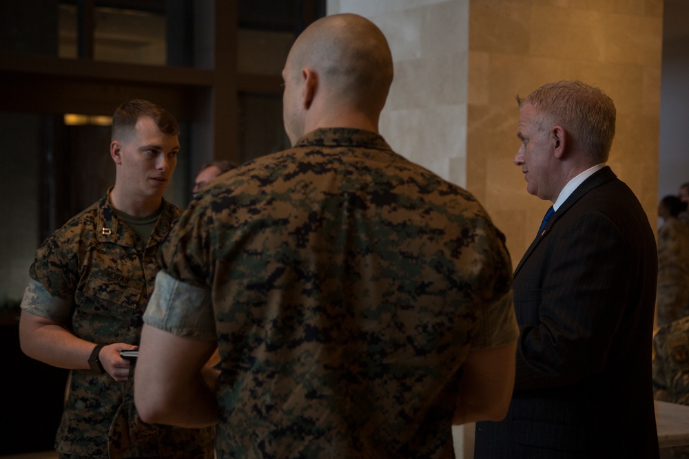 US Marines, Sailors, Airmen prepare to process USS Roosevelt Sailors