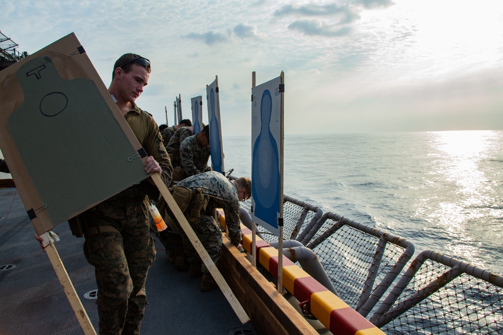 31st MEU Marines hone fast rope techniques and marksmanship aboard USS America