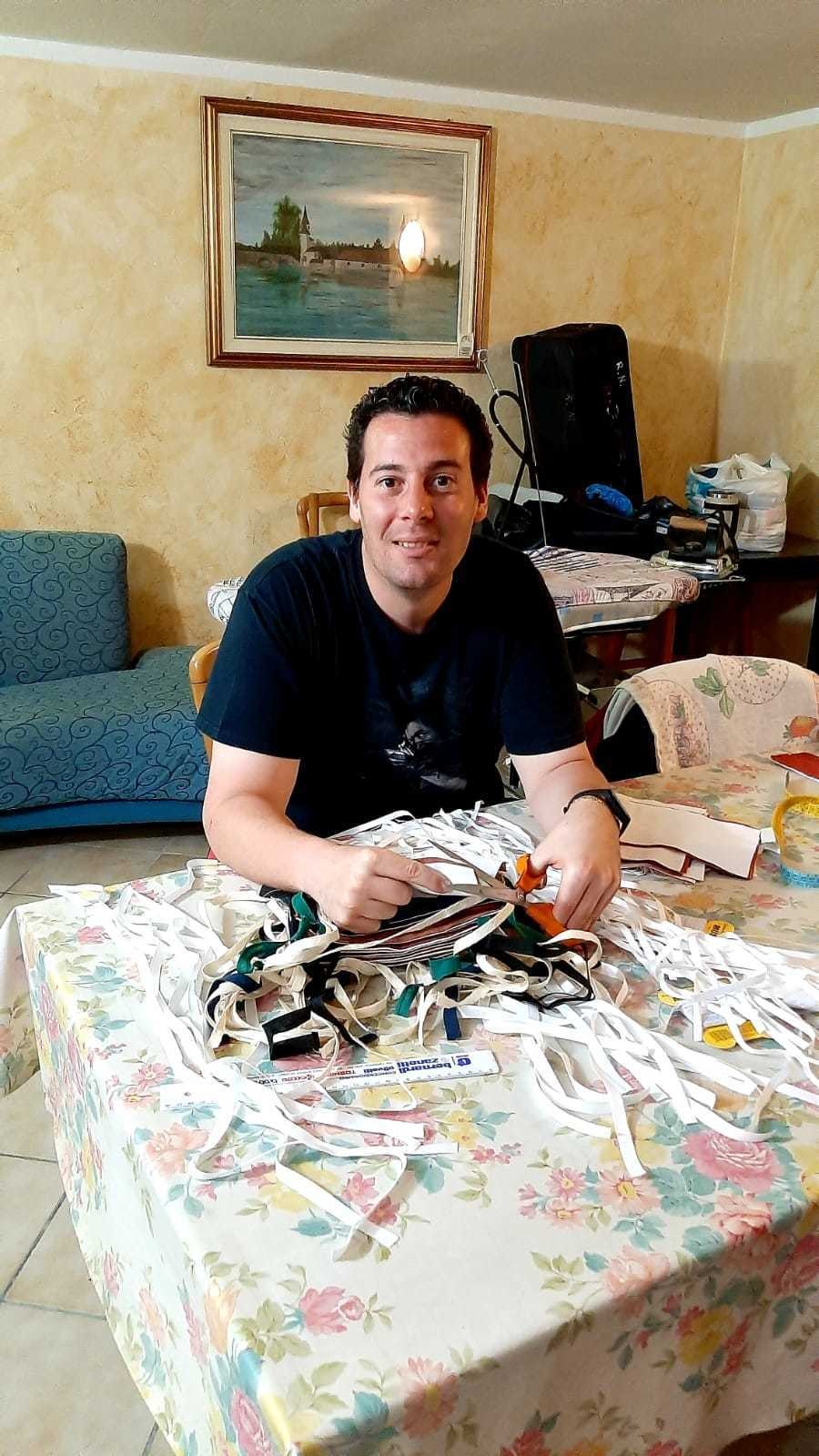 Local National employee sews protective masks for American workers at USAG Italy
