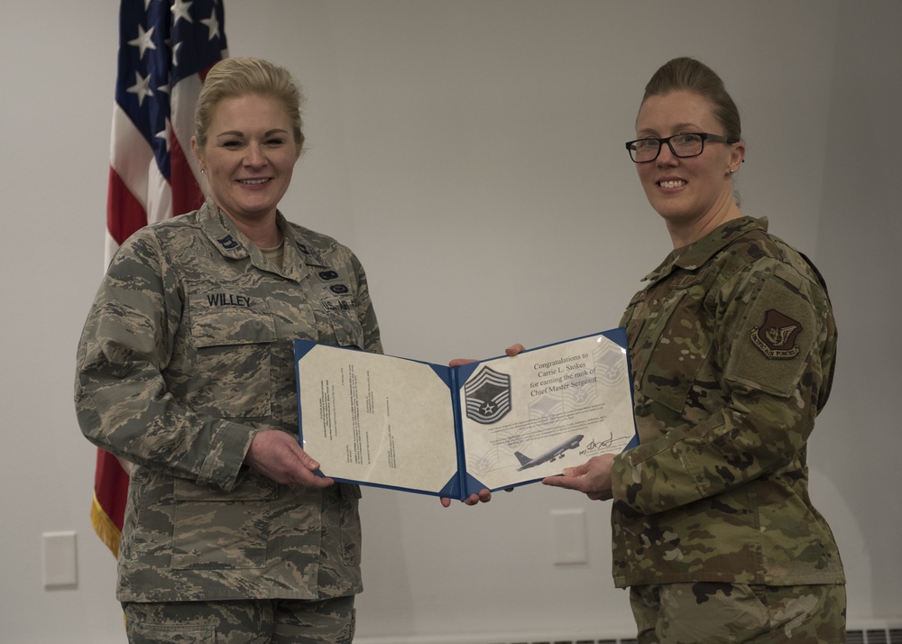 Chief Master Sgt. Carrie Stokes promotion ceremony