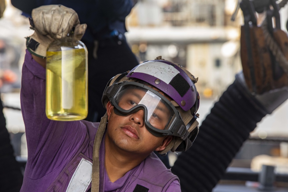 USS New York conducts a replenishment-at-sea