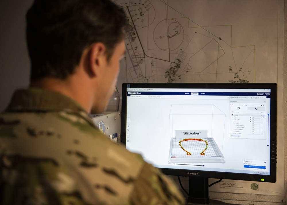 Recce Town Airman using EOD capabilities to make PPE