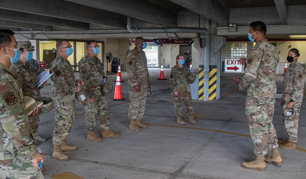 Senior leaders of the Florida Air National Guard prepare for future rotation at Orange County Convention Center Community Based Testing Site