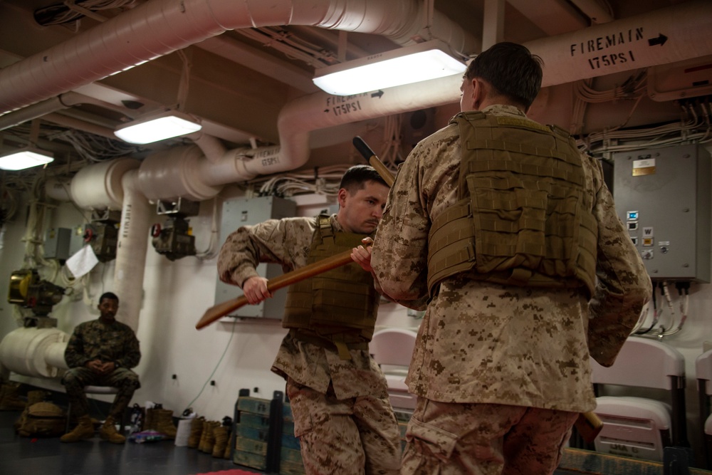 31st MEU Marines conduct MCMAP course aboard USS America