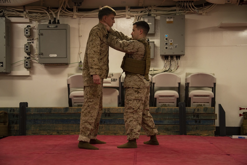 31st MEU Marines conduct MCMAP course aboard USS America