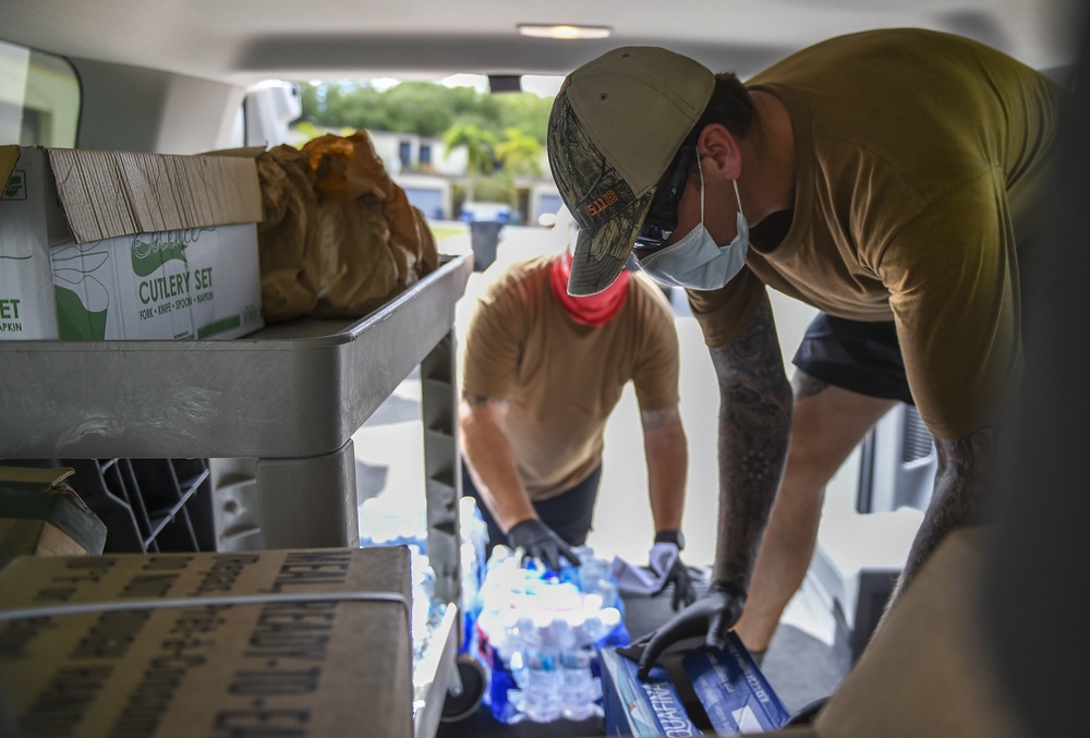 CTF 75 Sailors Deliver Food to USS Theodore Roosevelt Sailors in Quarantine