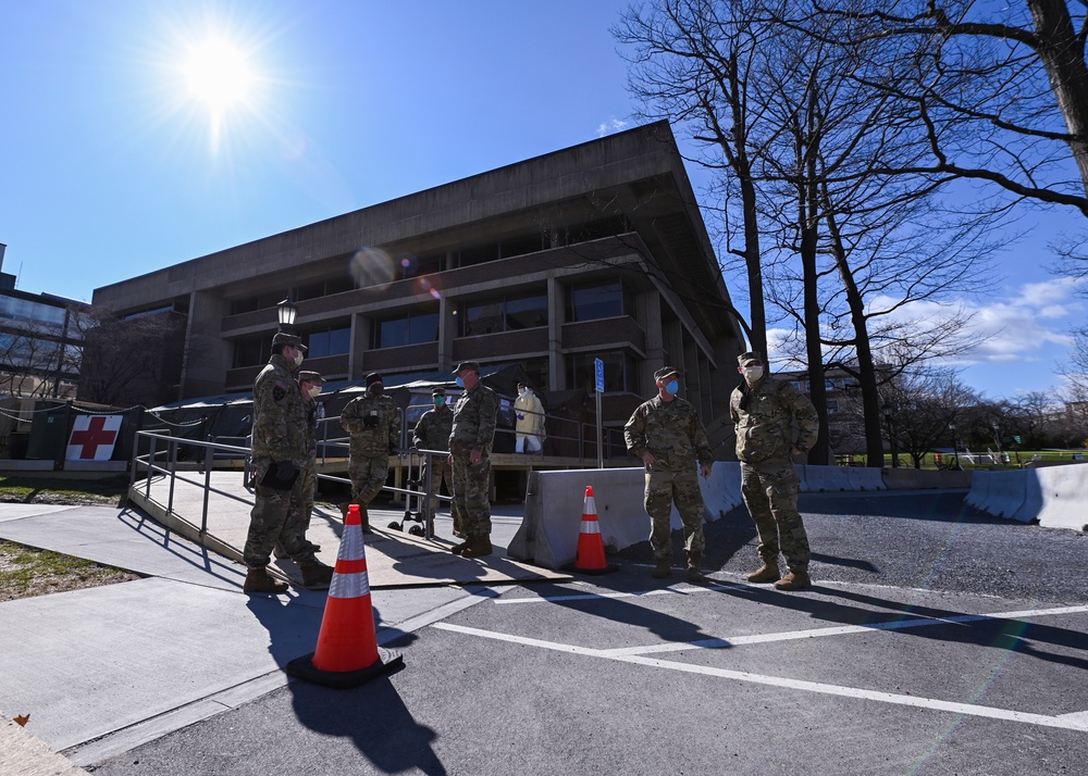 Vermont soldiers conduct a mass casualty exercise at UVM Medical Center