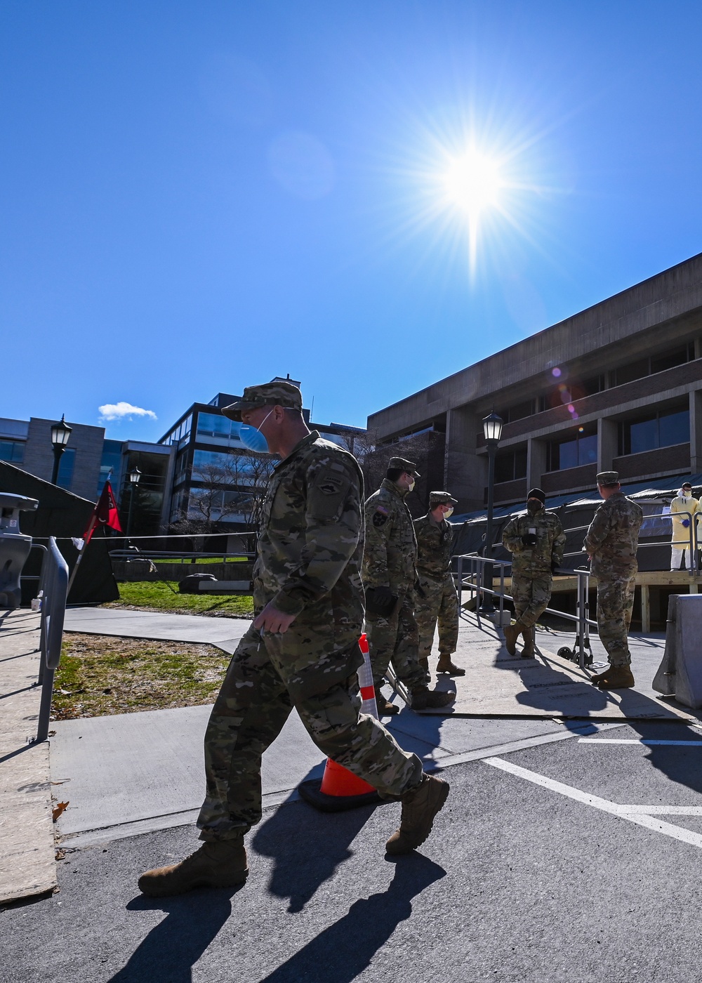 Vermont soldiers conduct a mass casualty exercise at UVM Medical Center