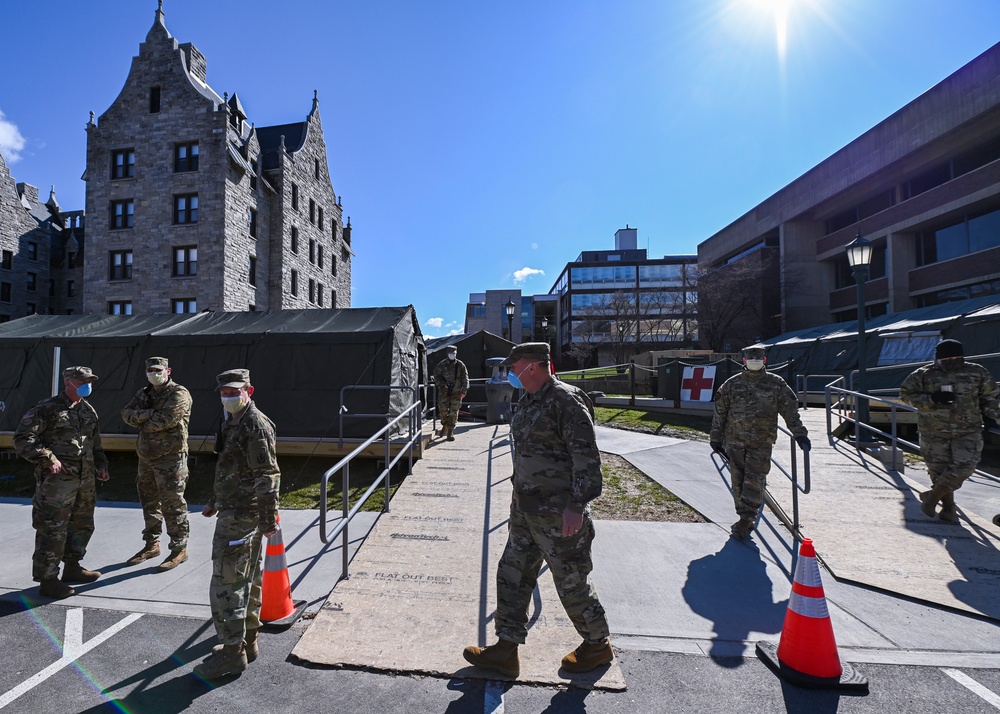 Vermont soldiers conduct a mass casualty exercise at UVM Medical Center