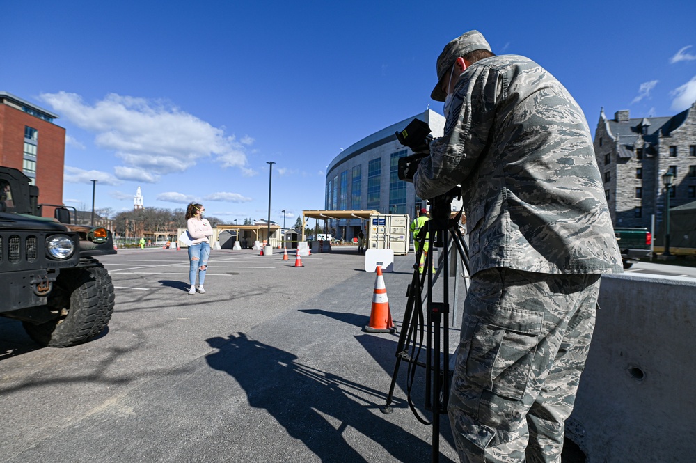 Vermont soldiers conduct a mass casualty exercise at UVM Medical Center