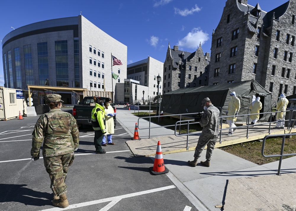 Vermont soldiers conduct a mass casualty exercise at UVM Medical Center