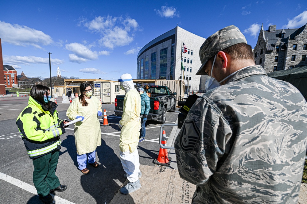 Vermont soldiers conduct a mass casualty exercise at UVM Medical Center